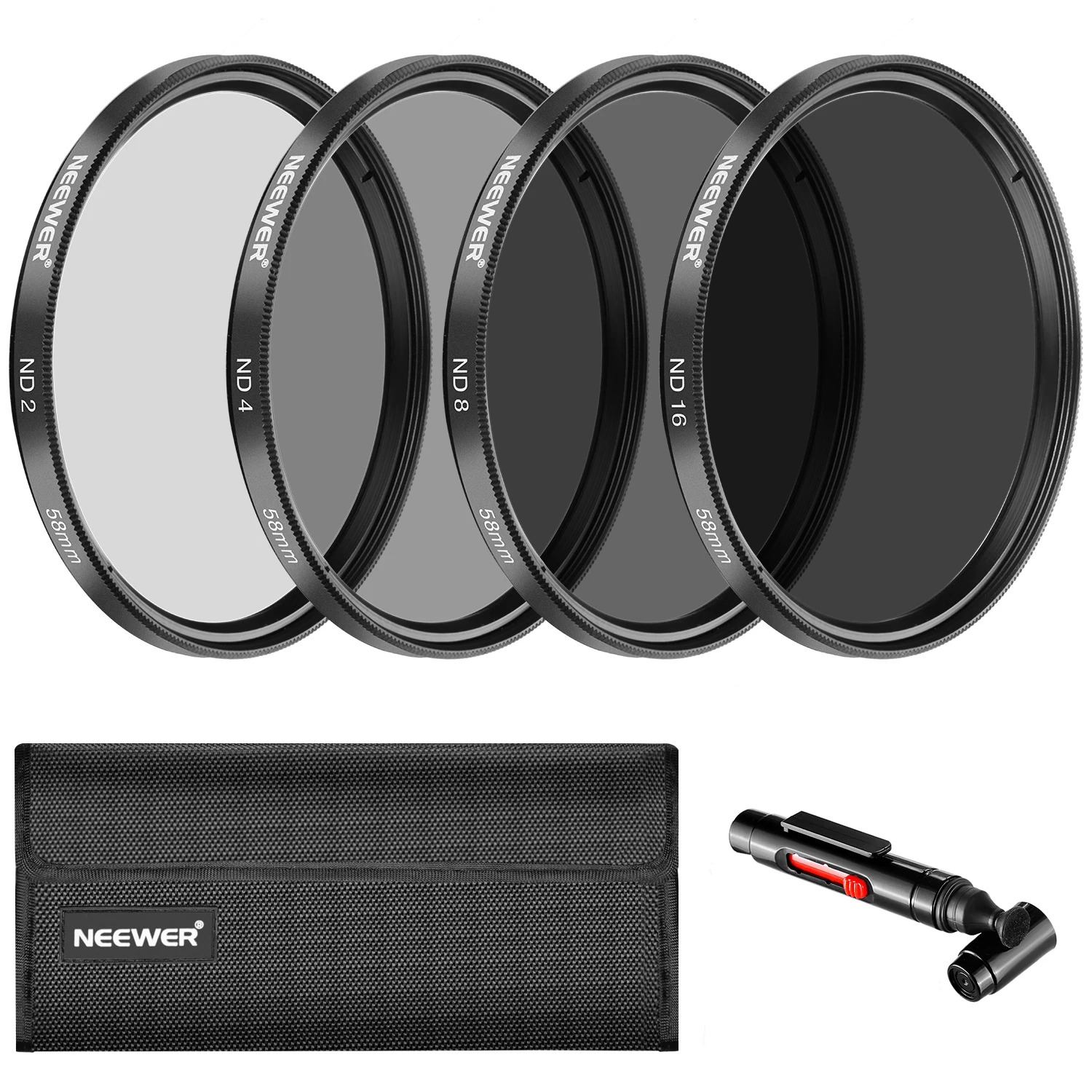 

NEEWER 58mm ND Lens Filter Kit: ND2 ND4 ND8 ND16 and Accessory Kit Compatible with Canon Nikon Sony Panasonic DSLR Cameras