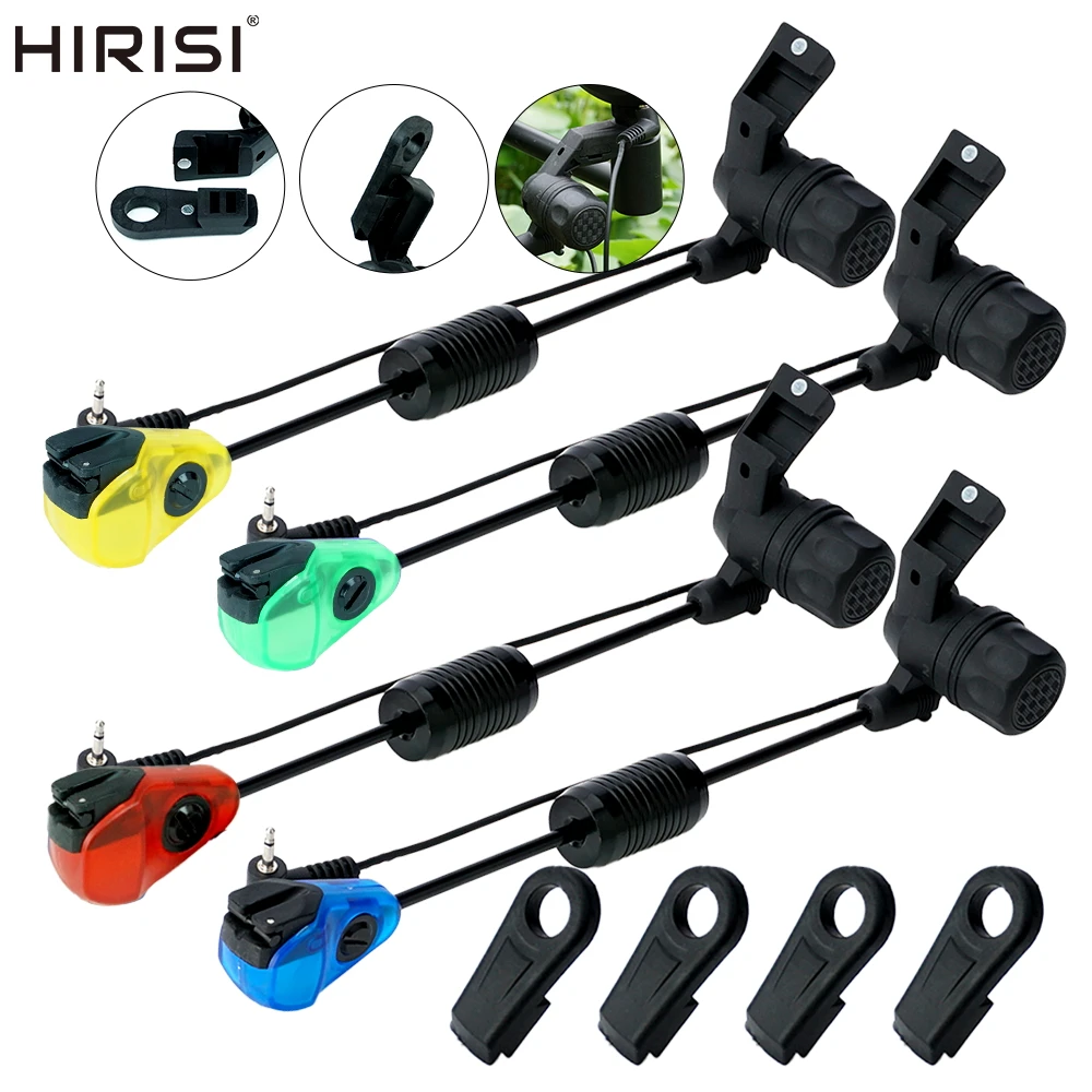 Kit 4 alarmes de pêche Hirisi B2036 LED avec swinger - Étanche pour pêche nocturne carpe avec étui