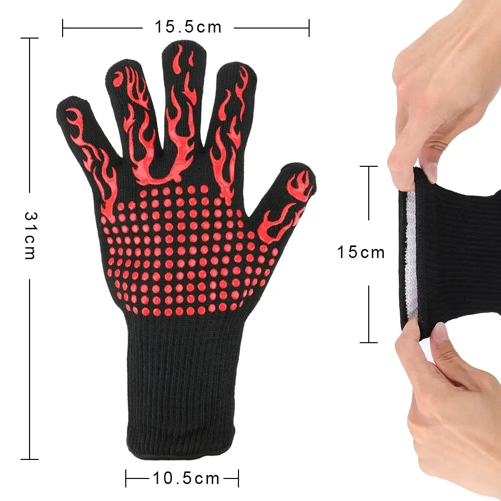 Kitchen Gloves Silicone Oven Mitts Silicone Oven Gloves Heat resistant and fireproof microwave oven gloves heat-resistant oven kitchen flame retardant and barbecue fireproof gloves
