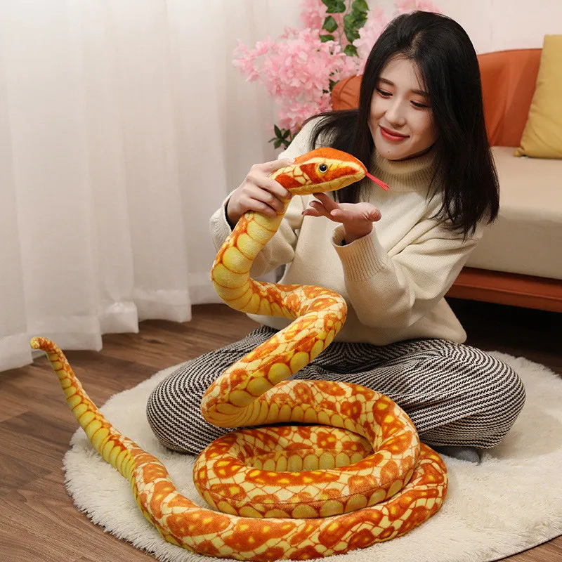 Giant Simulated Golden Python Snake Plush Toy Cartoon Giant Boa Long Stuffed Animals Snakes Plushie Pillow Soft Toys Home Decor the snakes