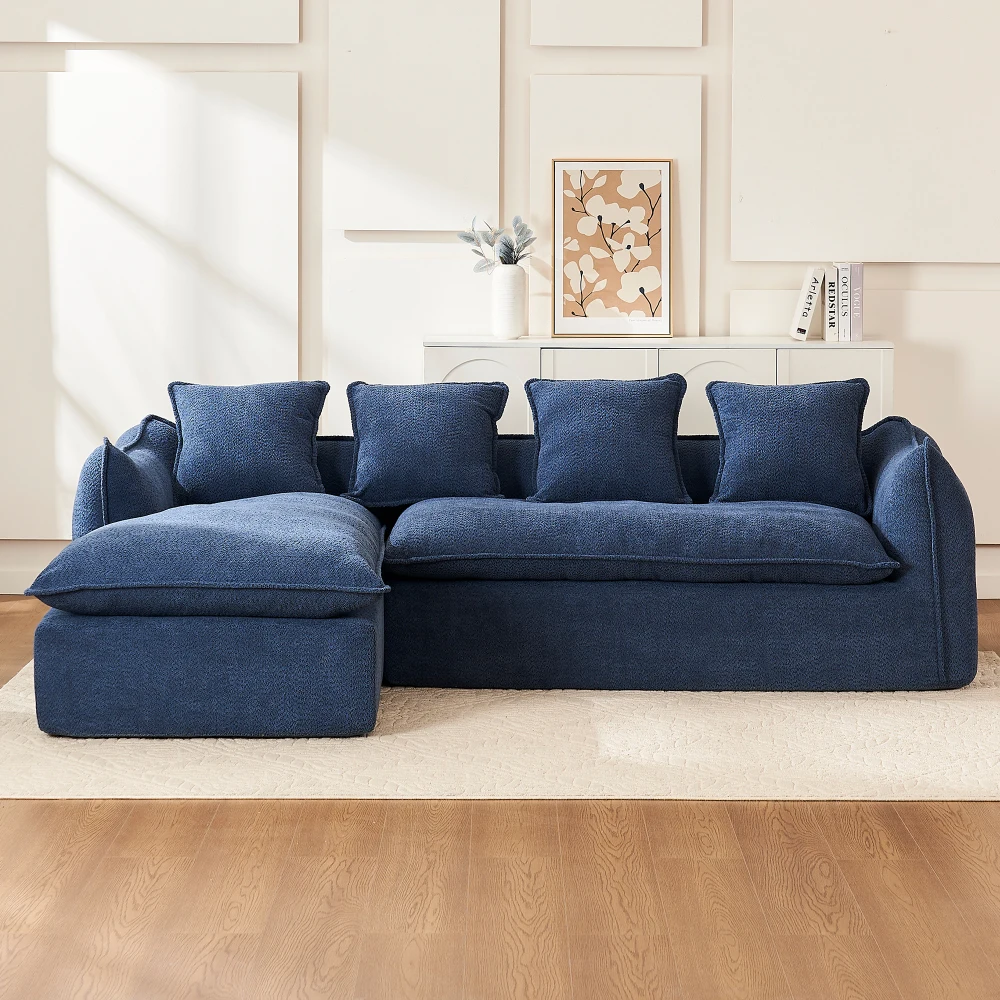 Deep Seat Compression Sofa 3 Seater for Living Room Oversized Comfy Sofa L-Shape Sofa Couch with Chaise Home Furniture 1