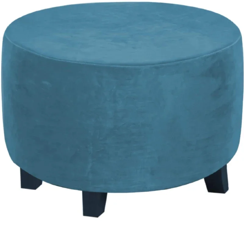 Luxurious Velvet Plush Round Ottoman Slipcover and Protector
