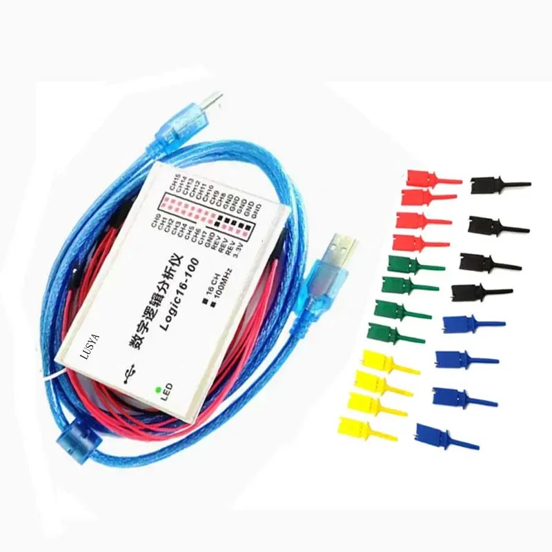 

Logic16-100 USB Logic16 100MHz 16 Channel Logic Analyzer For Saleae ARM FPGA Support Offical Software In matel Case