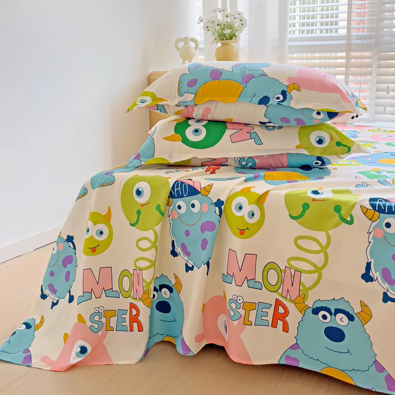 Washed Cotton Flat Bed Sheet Solid Bed Cover Single Double Queen King Size Bedsheet Linens Soft Bedspread (Pillowcase Can Order) 3