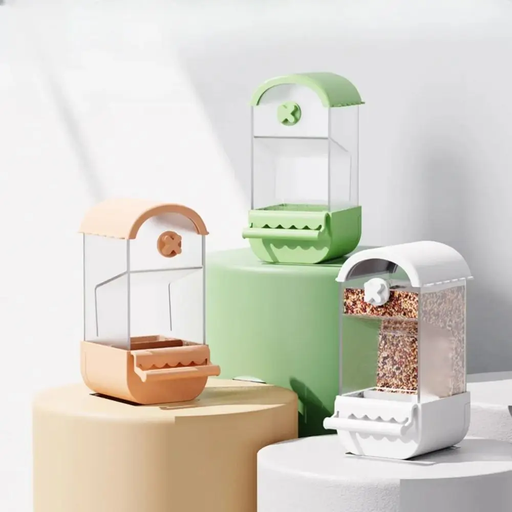 Anti-splash Parrot Automatic Feeder Hanging Large Capacity Bird Feed Box for Cage No Mess Waterproof Birds Food Container