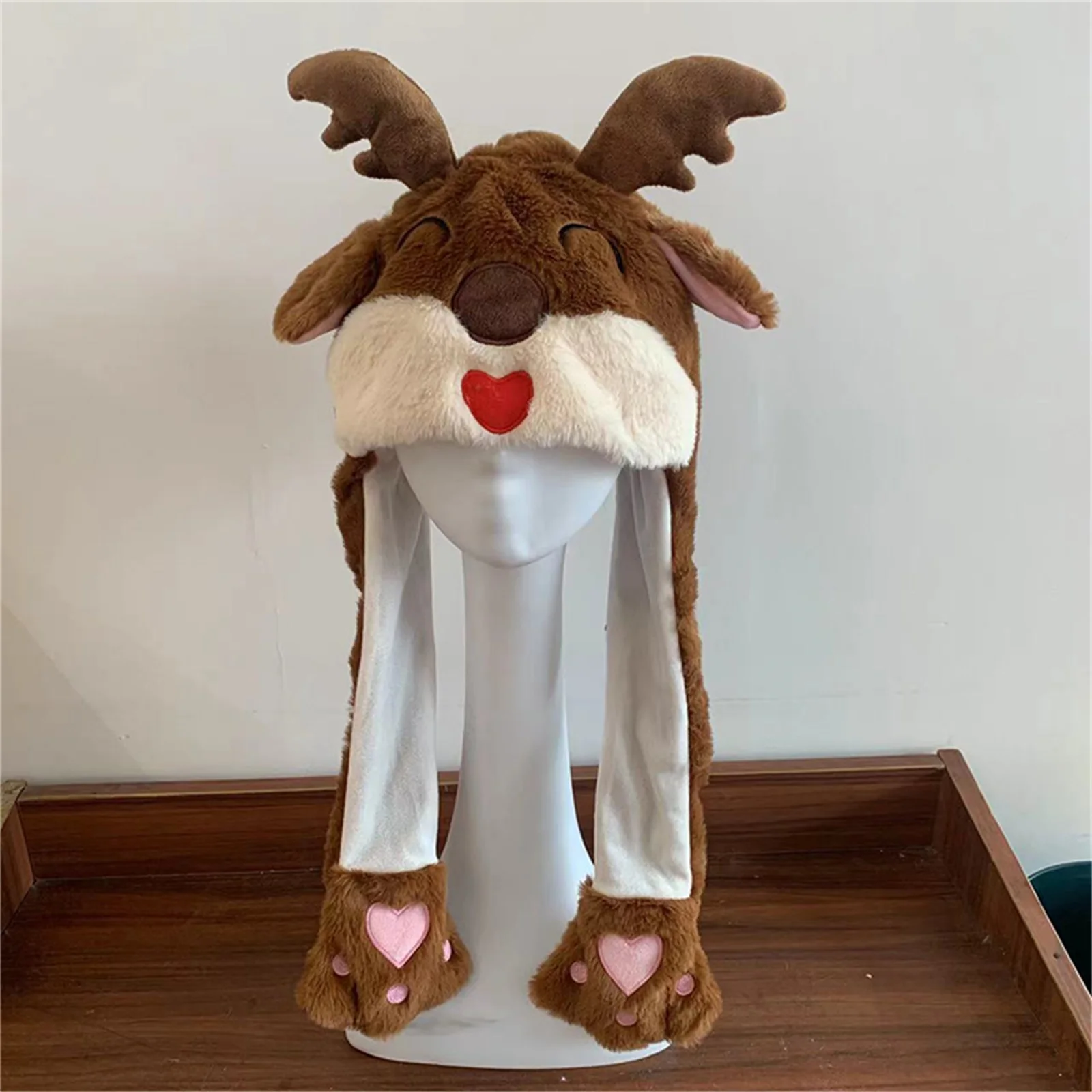 Christmas Plush Hats Ear Moving Jumping Hat Santa Claus Elk christmas beanie hat for Kids Adults Cosplay Party