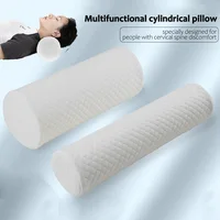 Memory Foam Neck Roll and Cervical Bolster Round Pillow With Removable Washable Soft Cover Cylinder Round Pillow Neck, Back 1