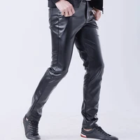 Fashion Men's Synthetic PU Leather Pants Casual Long Pants Nightclub Stage Slim Fit Trousers Stretch Pencil Pants 1