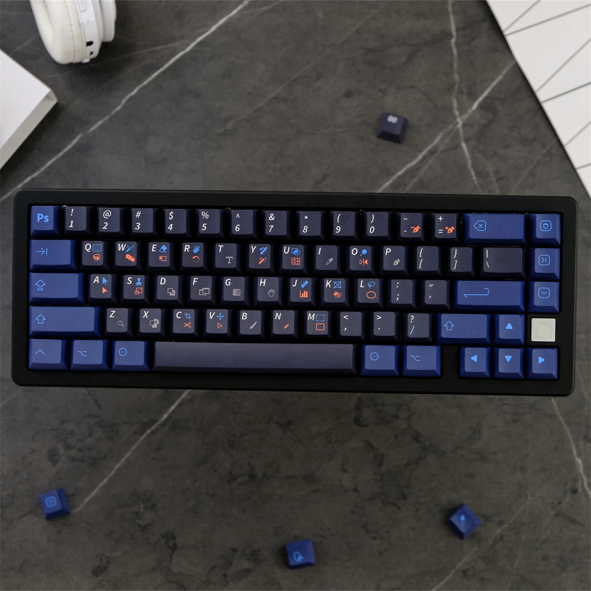 Gmk ps Programador Keycaps Pbt Dye Sublimation Key Caps Cherry Perfil Keycap 61 64 68 84 87 96 980 129 Chaves Set - Imagem 2