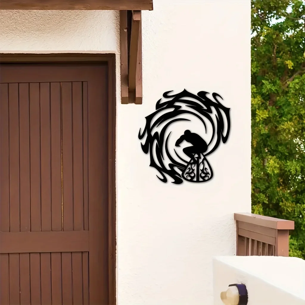 

1pc Metal Surfer Art Wall Decor, Metal Wall Decor, Iron Crafts,Surfer Metal, Living Room Art Surf Gold, Metal Wall Hanging