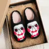 Horror Movie Chainsaw Horror Skull Pattern fashion Embroidery stuffed Home Thick Sole plaid Furry Cotton Slippers Personality Warm Non-Slip Indoor Slippers Men Women Can Wear Halloween Christmas Gift 1