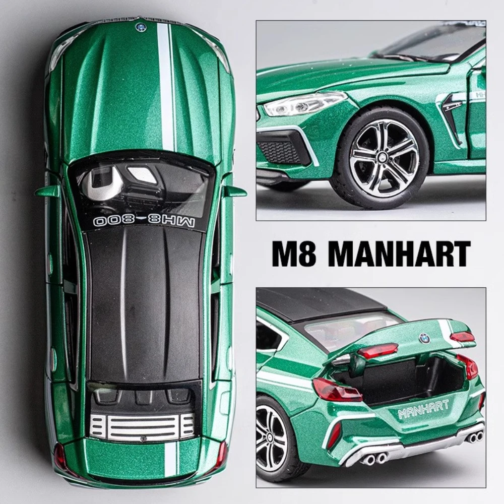 1:32 Scale BMW M8 MANHART Toy Car Model Metal Diecast Doors Opened Pull Back Simulation Vehicle Models Decoration Kids Gift Boy 2