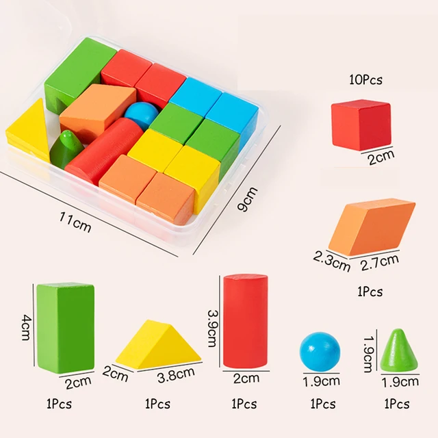 16/24/38Pcs Hot Wooden Building Blocks Set Assembled Building Blocks Baby Shape Color Early Educational Toys Gifts for Children 6