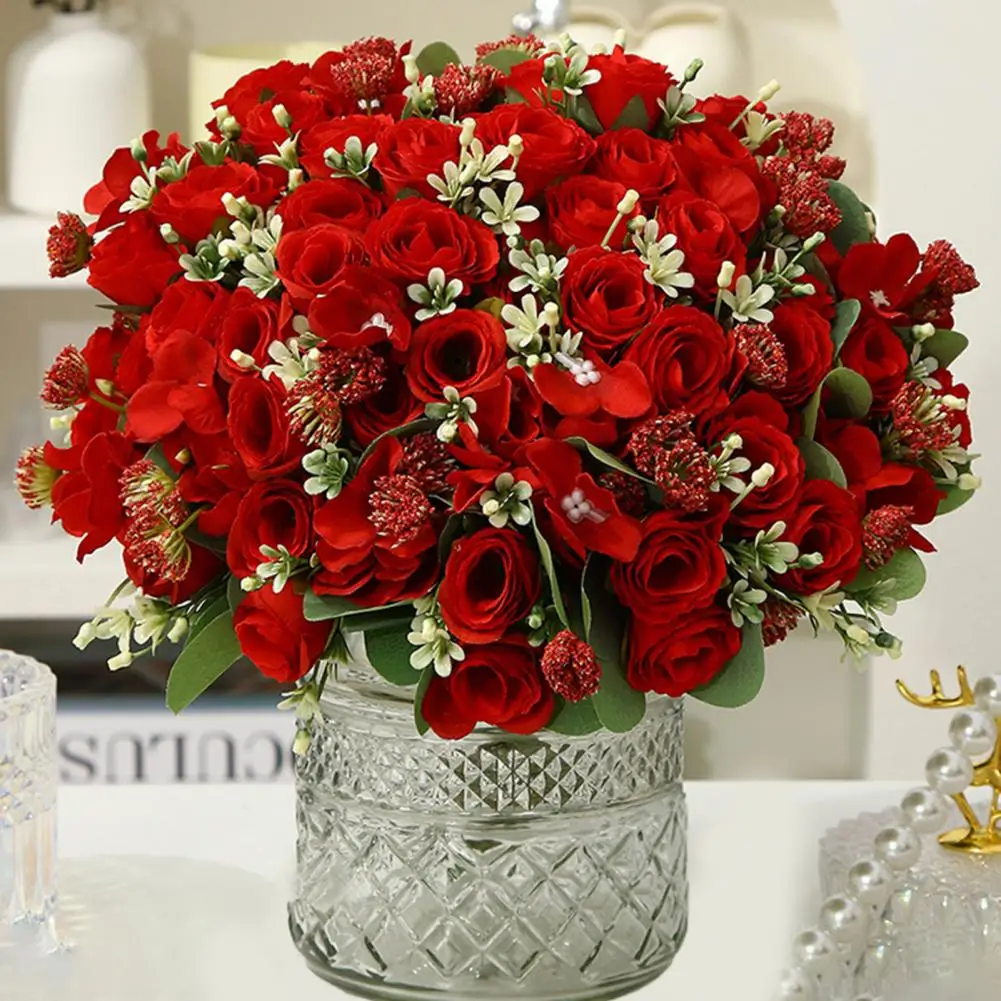 

Artificial Rose Hydrangea Bouquet Flower Faux Bouquet Faux Rose Stems Bridal Bouquet Wedding Arrangement Fake Rose Home Decor