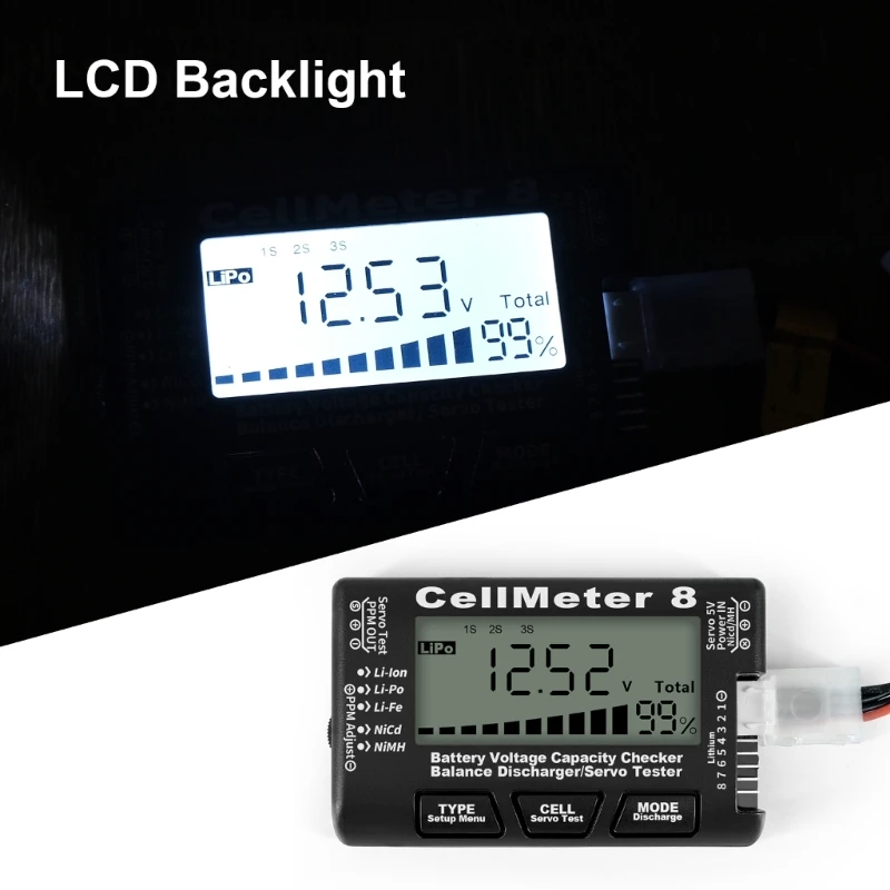 Cellmeter-8 배터리 용량 전압 테스트 미터 Lipo-Nimh 미터 고품질 85WC
