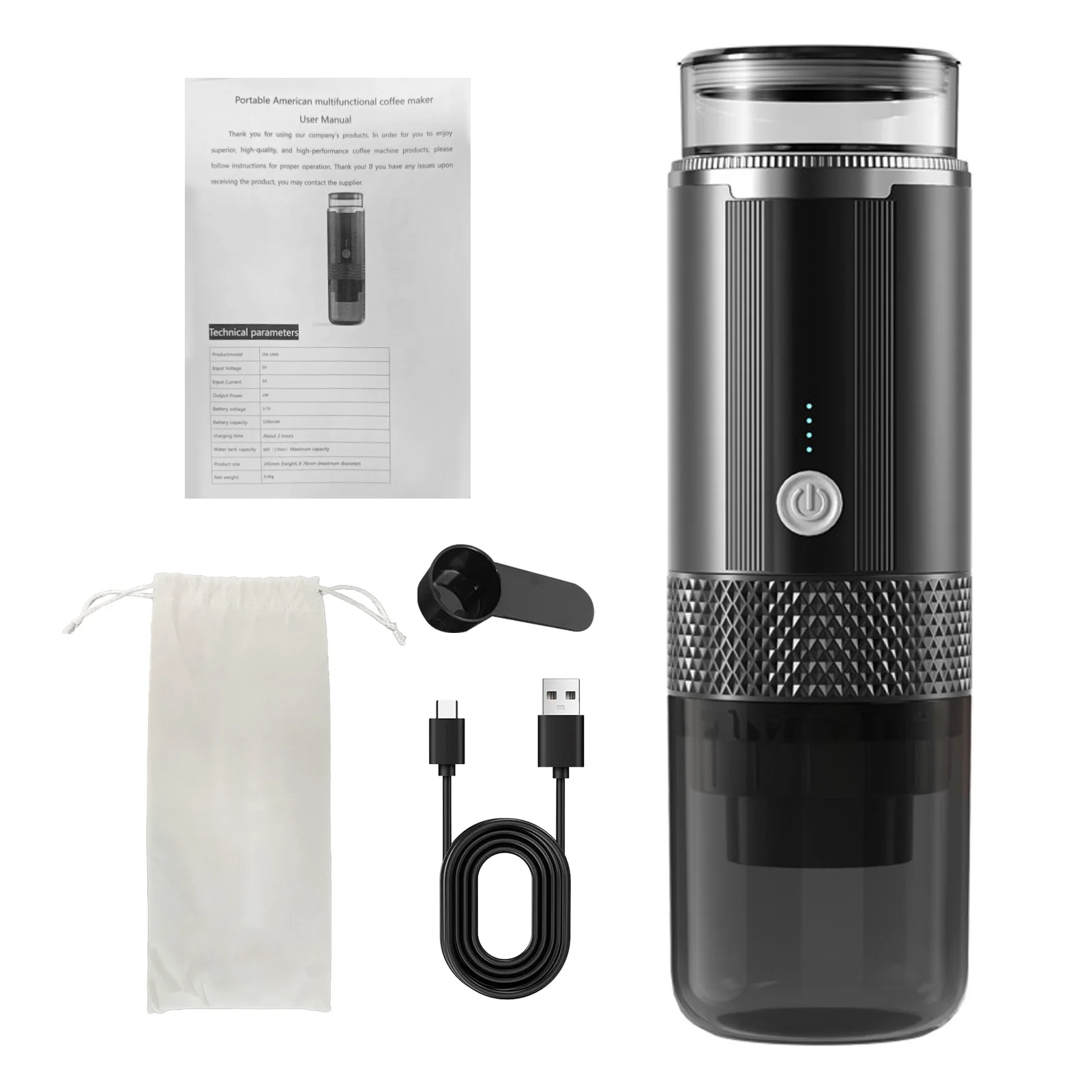 Portable Cordless Espresso Coffee Maker One Touch Rechargeable K-Cup Compatible