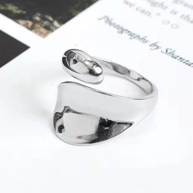 Silver Color Geometric Curved Teardrop Wrap Water Droplets Rings for Women Fashion Minimalist Wave Finger Rings Jewelry