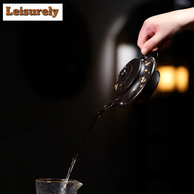 240ml Creative Yixing Purple Clay Teapots Handmade Pot Raw Ore Dahongpao Reducing Roasting Mud Kettle With Strainer Zisha Teaset