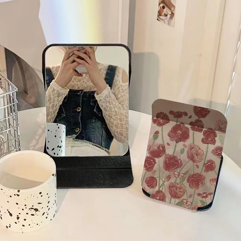 High-quality desktop makeup mirror student dormitory cute mirror foldable portable desktop makeup female gift for girlfri