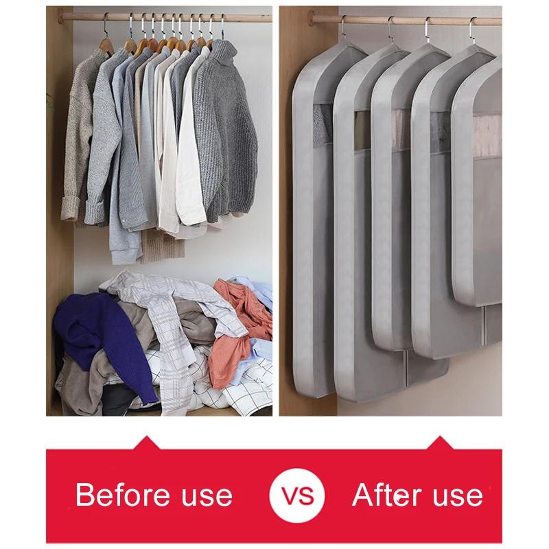 Clothes Storage Bag 3D Dustproof Garment Dress Hanging Organizer Wardrobe