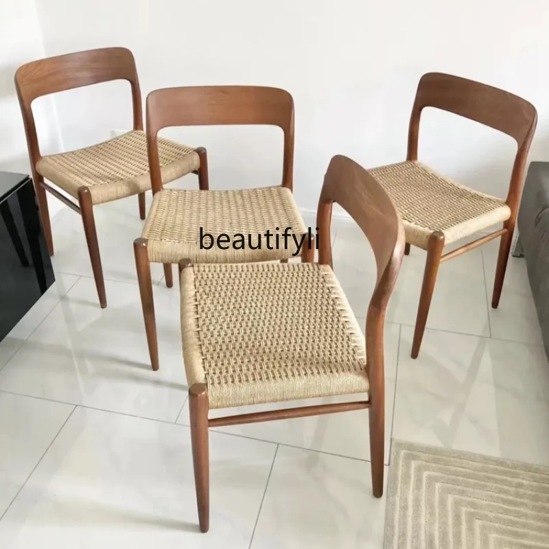 

Braid Rope Dining Chair Small Apartment Retro Chair Desk Chair Home B & B Rattan Chair Chair Quiet Style