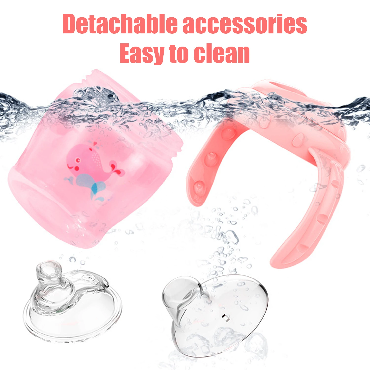 Duckbill Cup 7-36 months old baby thick silicone with handle 225ml 2 colors BPA free