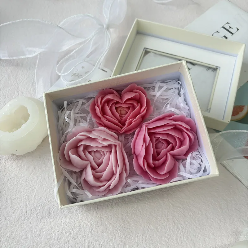 Love Flower Mold Rose Aromatherapy DIY Flower Mold Handmade Soap Drop Glue Gypsum Candle Silicone Mould Candle Making Kit