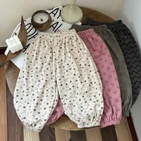 Pantalons pour bébés filles, pantalons entièrement imprimés en velours côtelé, vêtements d'automne pour enfants, Style coréen 1
