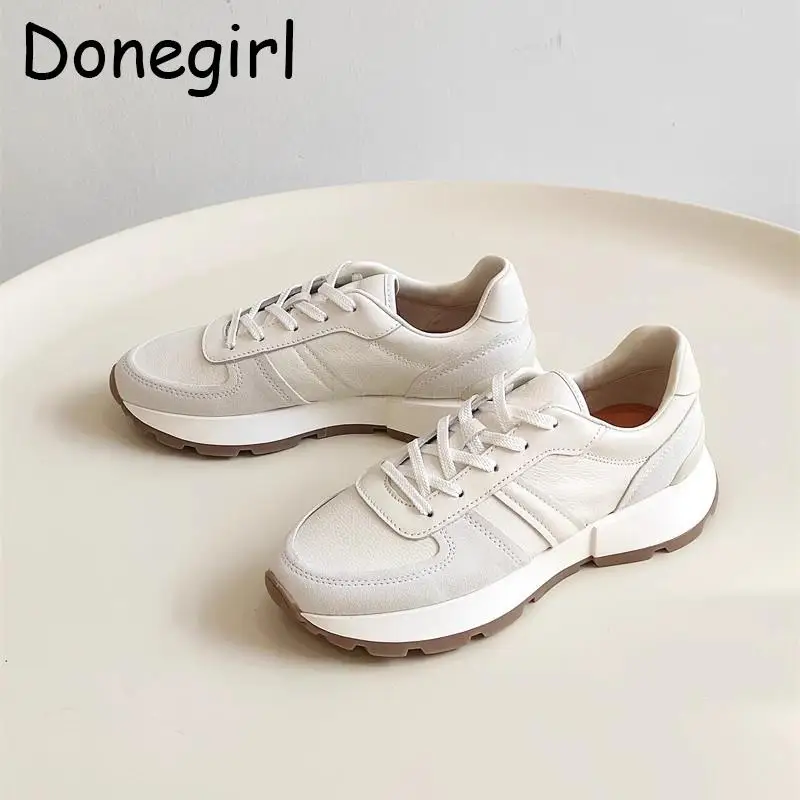 

Donegirl 2024 New Women Spring Autumn Fashion Round Head Lacing Sneaker Casual Simple Vintage Flat Platform Shoes Female Chic