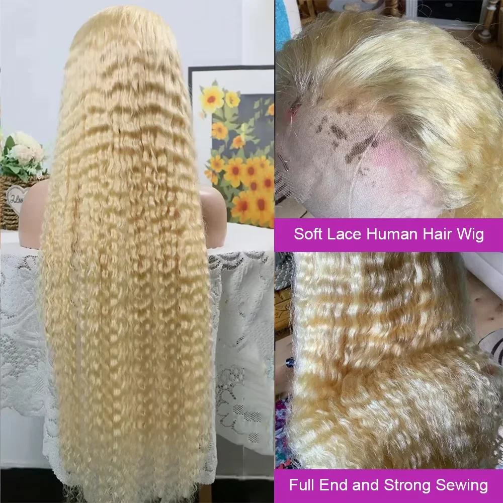 30 34 Zoll 613 Honig Blonde HD 13x6 Spitze Frontal Perücken Wasser Tiefe Welle Lockige Perücken Echthaar 13x4 Spitze Front Perücken Für Frauen 250% – Detail 1