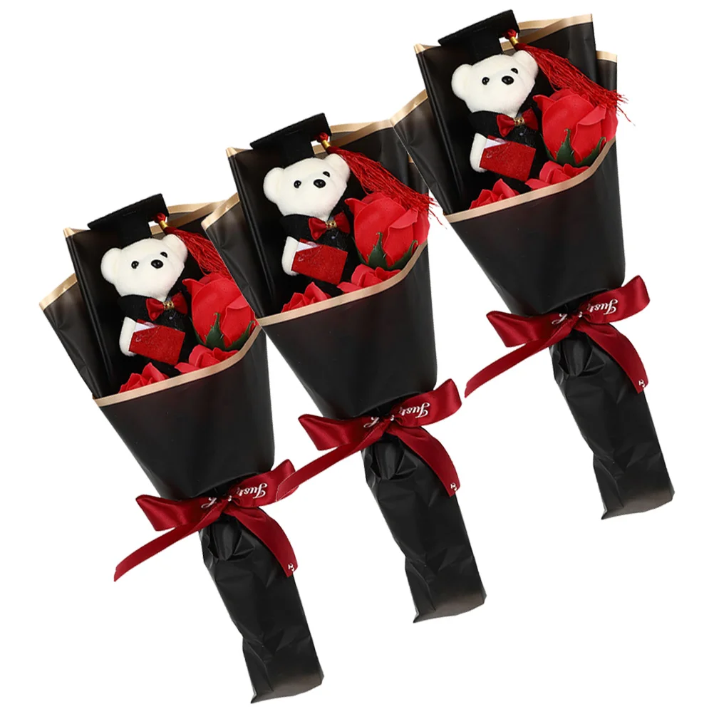 

Bear Blue Suits Thank You Gifts Flower Bouquet Graduation Bouquet Gifts Her Bear Mini Stuffed Bears Soap Flower Knows