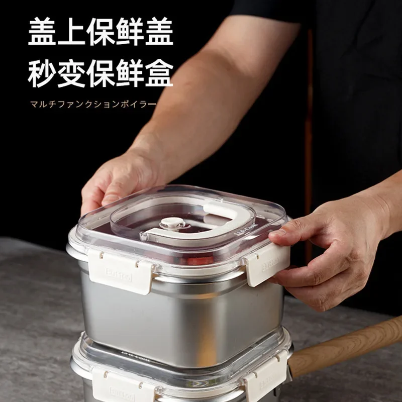 Export quality Multi-purpose fryer Household small 316 stainless steel with filter drain basket with lid Square pot 5