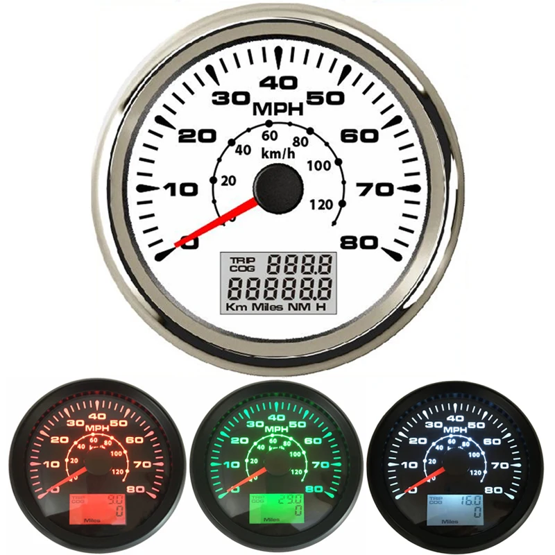 85mm Auto Engine GPS Speedometers 0-80MPH Boat Speed Indicators Odometers 0-120km/H Trip Meters Cog with 8 Kinds Backlight Color 5 meters roll free shipping cob 24v smart cob led strip rgb dream color addressable led strip 12w m 720led m