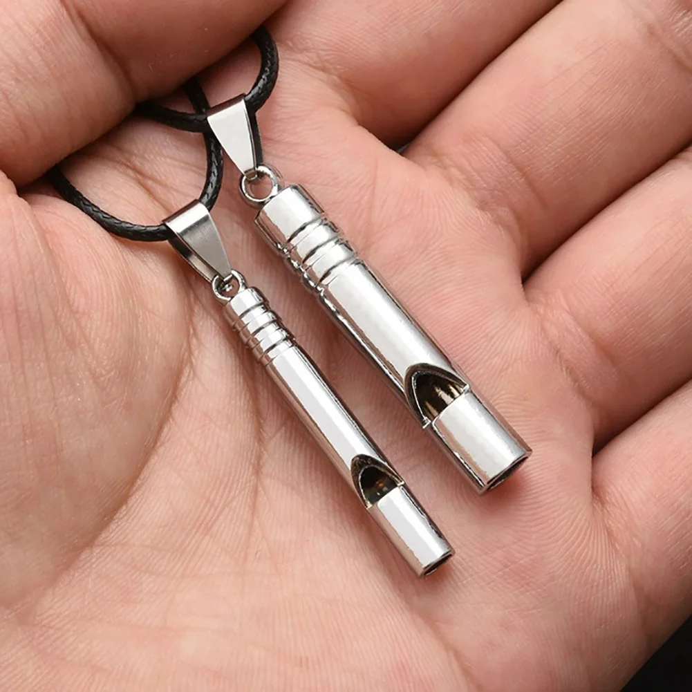 1Pc Outdoor Titanium Emergency Whistle Survival Safety MINI Whistle EDC Whistle Necklace Hiking Camping Trip Explore Survival