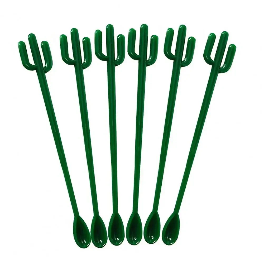 Description Picture 3 of item6PCS Cactus Stirring Stick Milk Tea Juice Ccoffee Long Handle Stirring Spoon Plastic Creative Fun Cocktail Swizzle Stick