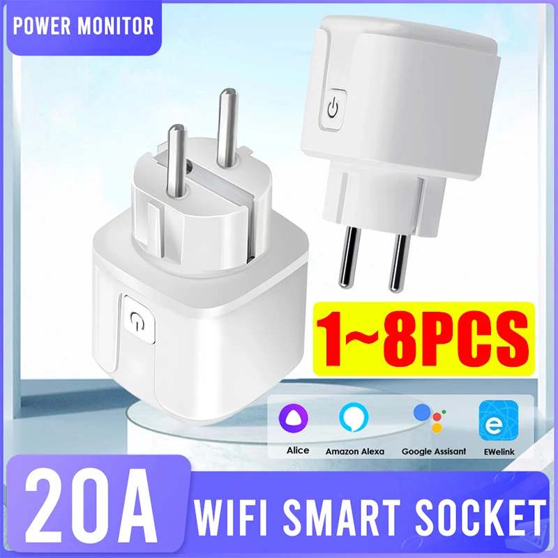 Smart Socket Eu 16A Ac100-240V Wifi Smart Plug Presa Di Corrente Funziona Con Alexa Google Home Voice Control Smart Life App