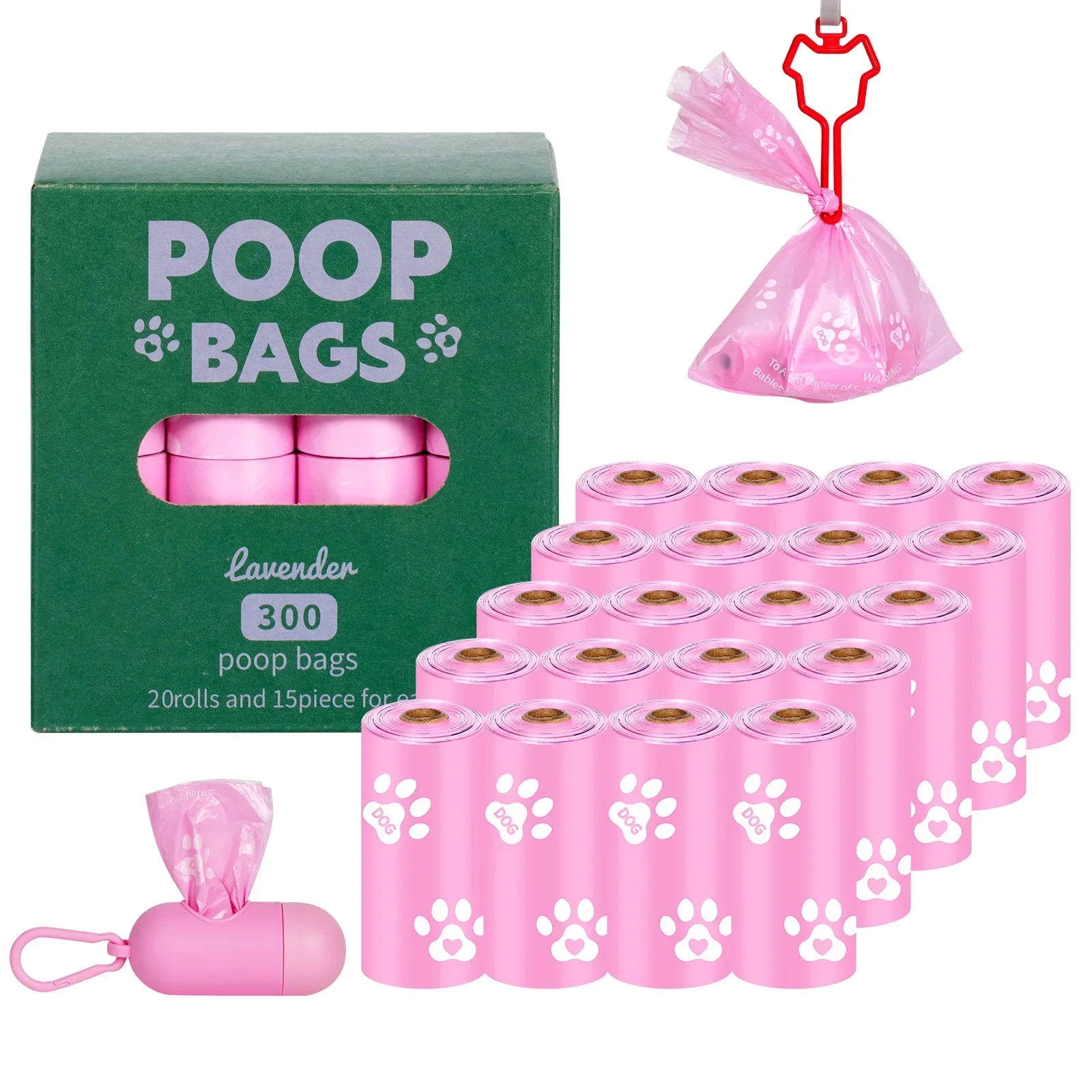 

20 Rolls Pet Dog Garbage Bag Puppy Fecal Bag Dog Kitten Poop Manure Collect Bag Toilet Bag Dispenser Pet Hygiene Cleaning Supply