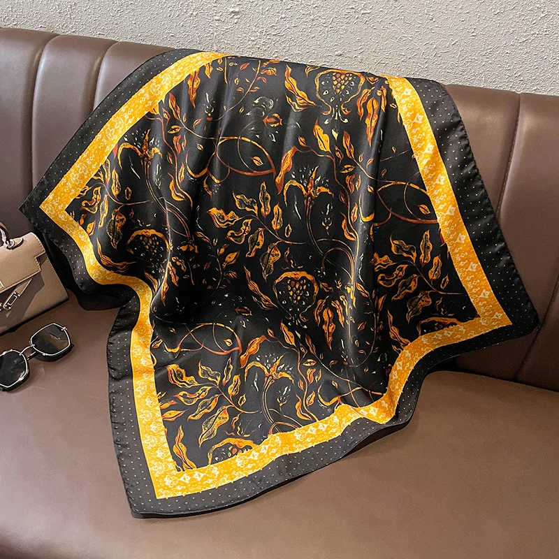 Drucken 70cm Silk Satin Kopftuch Frauen Luxus Design Hals Krawatte Schal Weibliche Haar Hand Handgelenk Foulard Schal Hijab Bandana neue – Detail 7