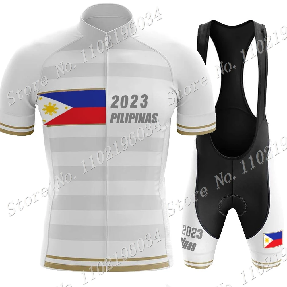 Philippines Cycling Jersey National Team Set Mens Short Sleeve Clothing Road Bike Shirts Bicycle Bib Shorts MTB Suit Wear