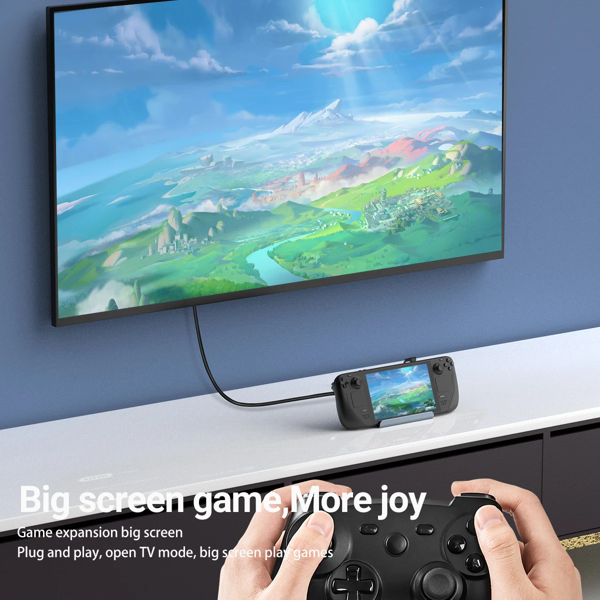 4K HD Type C Docking Station with HDMI, PD, RJ45, USB2.0 Interface For Nintendo Switch/OLED Steam Deck Macbook Samsung and More