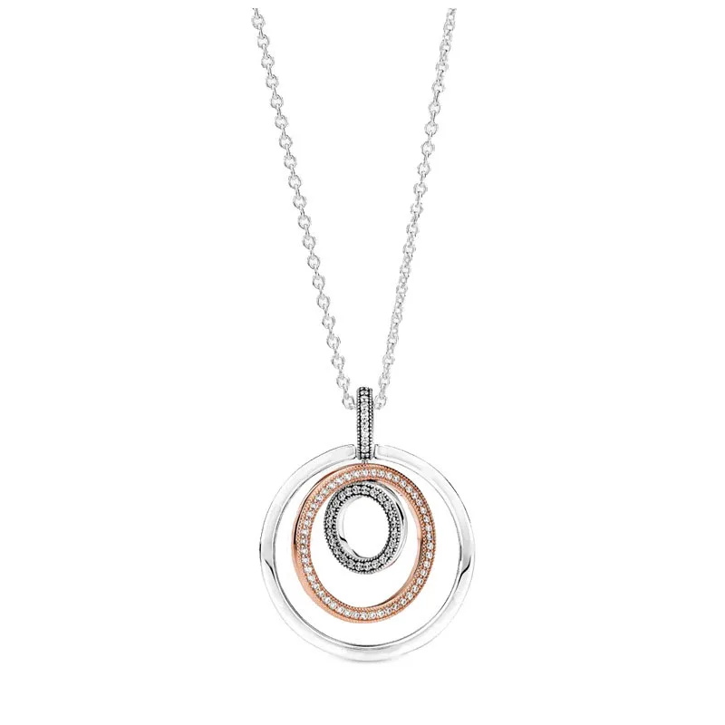 Nowy klasyczny 925 sterling silver multi okrągły w kształcie serca wisiorek z koroną naszyjnik fit oryginalny Pandora koraliki DIY wykwintna biżuteria