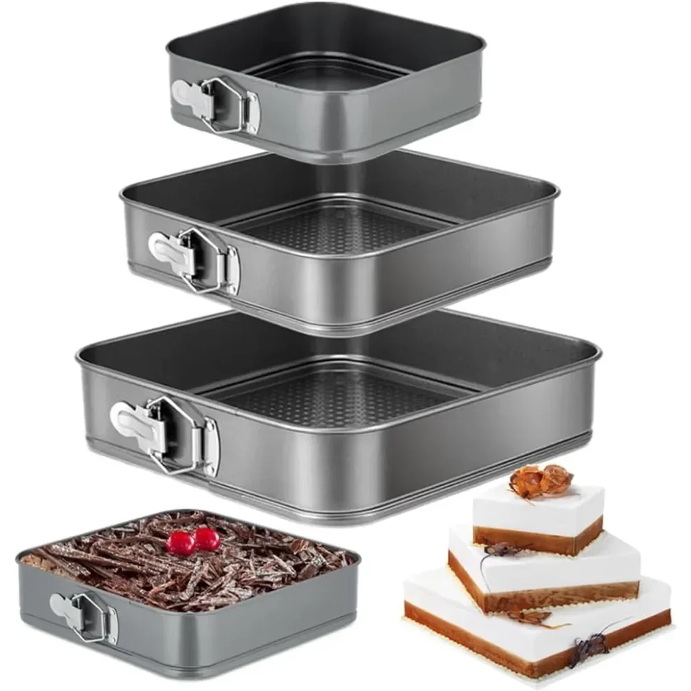 Square Cake Mold Set Baking Pizzas Cheesecakes Mould Kitchen Bakeware Mold 3PCS cake mould