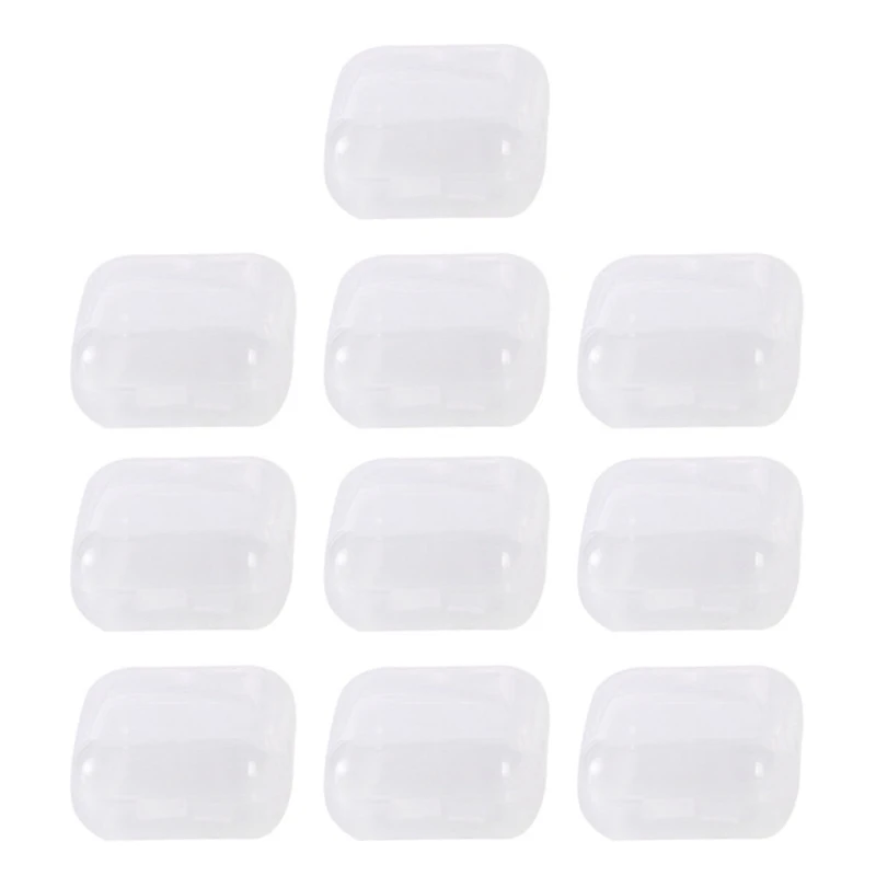 

10Pieces Square Mini Clear Plastic Storage Box Containers with Hinged Lids for Small Items Earring Rings 4XBF