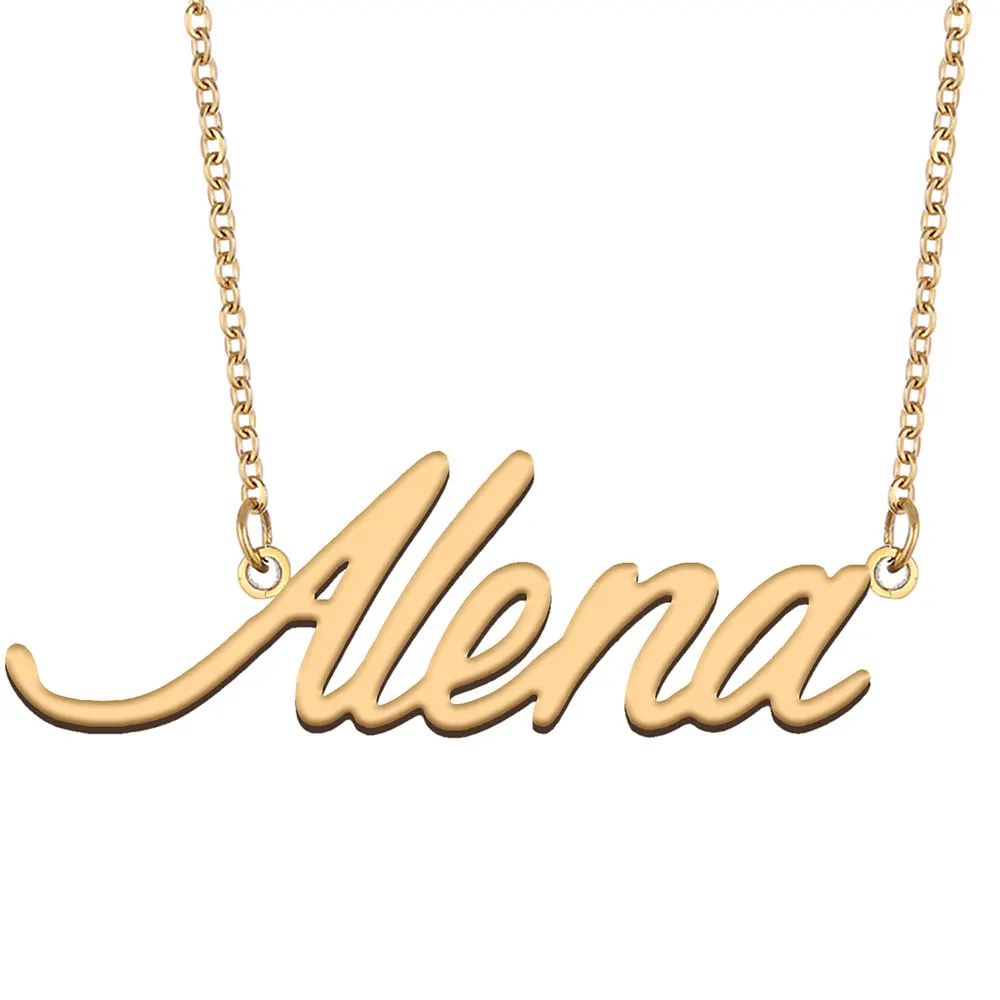 

Alena Name Necklace for Women Stainless Steel Jewelry Gold Color Nameplate Pendants Collares Para Mujer Letters Choker