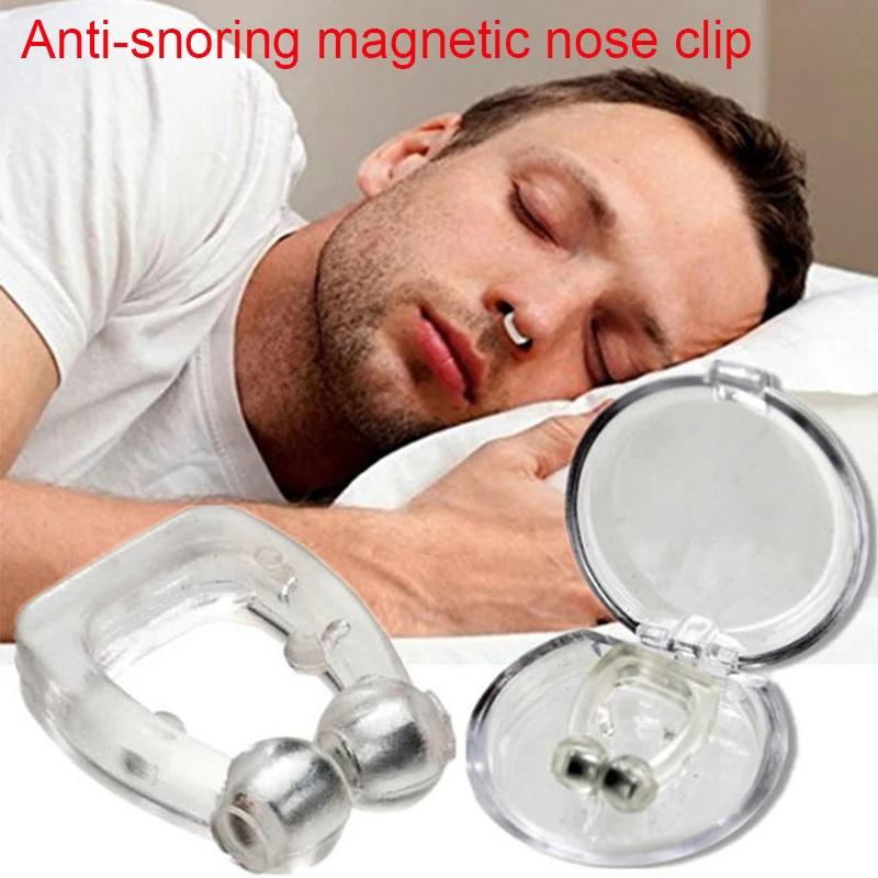 

1 PCS Silicone Magnetic Anti Snore Stop Snoring Nose Clip Easy Breathe Improve Sleep Aid Apnea Guard Night Device With Case