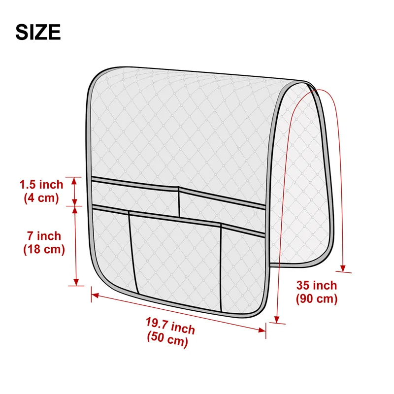 Premium Water-Repellent Plaid Sofa Armrest Cover with Storage Pocket