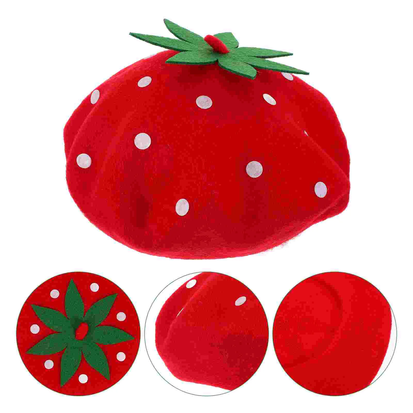Strawberry Beret Knitted Woolen Hat Berets Has Strawberries For Girls Fruit Cosplay to Weave Miss beret hat woolen beret wool caps
