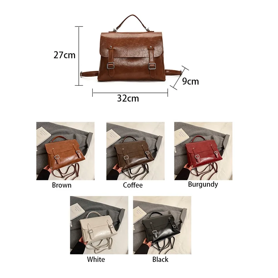 High-quality Leather Backpack Women Fashion School Bag England College Style Designer Luxury Solid Shoulder Bag Ladies Handbags 5