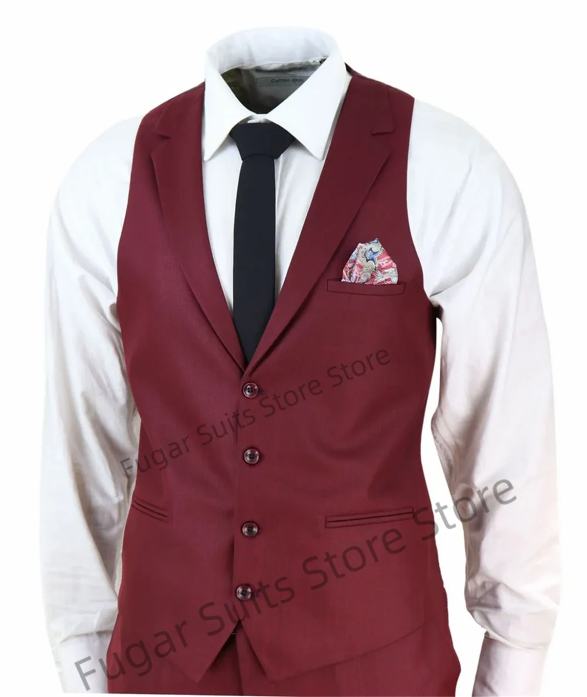 Business Burgundy Wedding Suits For Men Slim Fit Notched Lapel Groom  Tuxedos 3 Pieces Sets Classic Male Blazer Ternos Mascuino