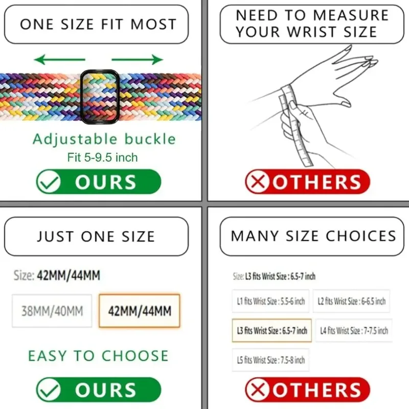 Nylon Braided Elastic Solo Loop Wristband for Smartwatch - Durable and Comfortable Strap
